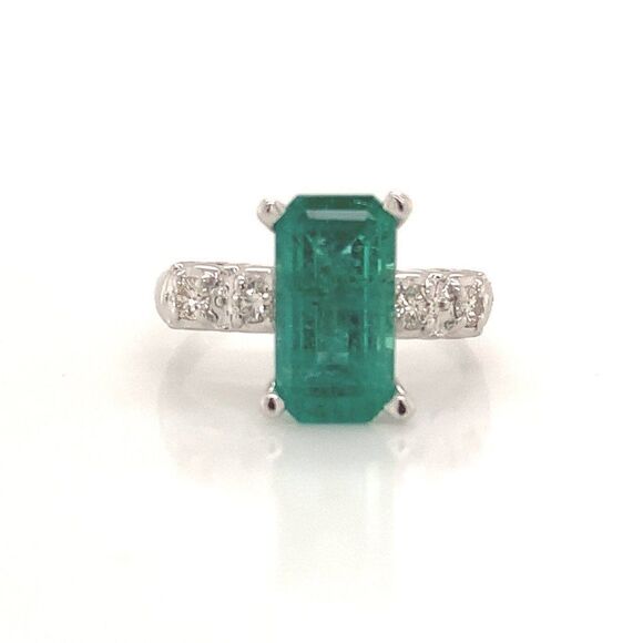 Natural Emerald Diamond Ring Size 6 14k Gold 2.95 TCW Certified $5,950 113434 - Picture 1 of 6